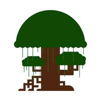 sombreado verde árbol plano ilustración vector