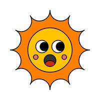 Retro style sun cartoon flat illustration vector