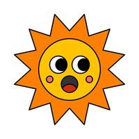 Retro style sun cartoon flat illustration vector