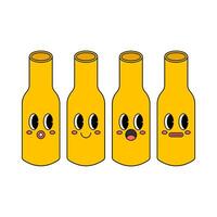 Retro style bottle cartoon flat illustration vector