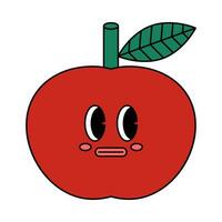 Retro style apple fruit cartoon flat illustration vector