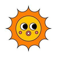Retro style sun cartoon flat illustration vector