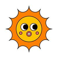 Retro style sun cartoon flat illustration vector