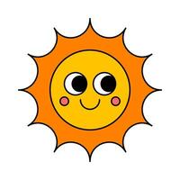 Retro style sun cartoon flat illustration vector