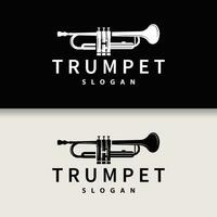 simple brand silhouette design brass musical instrument trumpet, classic jazz trumpet logo vector