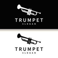 simple brand silhouette design brass musical instrument trumpet, classic jazz trumpet logo vector