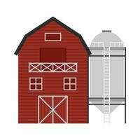 rojo granero granja plano ilustración vector