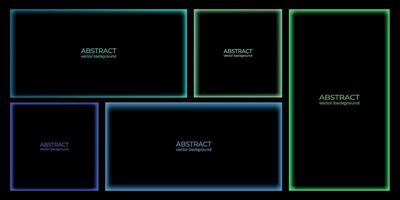 Set of background, banner, poster with neon blurred frames minimalist style vector image