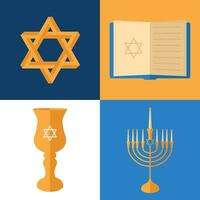 Set of colored hanukkah icons Vector