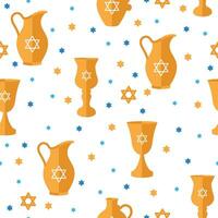 Hanukkah icons Colored pattern background Vector