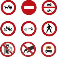 set of nine business and traffic prohibition signs vector