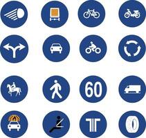 set of vehicle traffic signs obligation blue circle vector