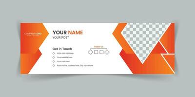 Modern orange color email footer design template. vector