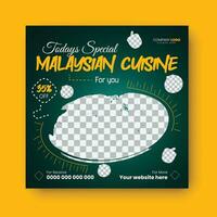 Super delicious malaysian cuisine food post or web banner design template pro vector. vector