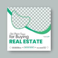 Corporate real estate square flyer design template. vector