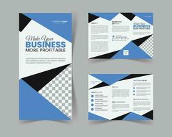 Corporate and clean trifold business brochure design template. vector