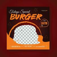Todays special burger social media post design template. vector