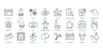 Christmas icons set. Set of editable stroke icons.Vector set of Christmas vector