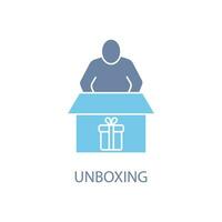 Unboxing concept line icon. Simple element illustration. Unboxing concept outline symbol design. vector