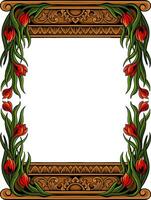 Floral Frame with Ornament carved vector