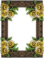 Floral Frame with Ornament carved vector