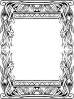 Floral Frame with Ornament carved Line Art vector