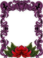 Floral Frame with Ornament carved vector