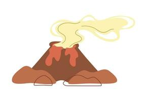 Active and inactive volcano. Vector illustration in cartoon style isolated on white.