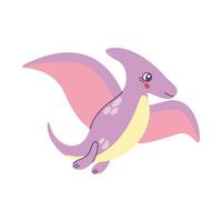 Cute colored dinosaur pterodactyl doodle. Vector illustration in cartoon style isolated on white.