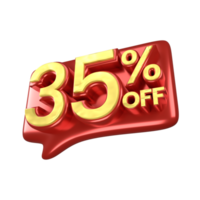 Discount 35 percent luxury gold and red offer in 3d, Suitable for promotions for Christmas, Chinese New Years and Ramadhan sale png