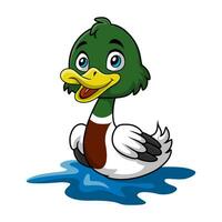 Cute duck cartoon on white background vector