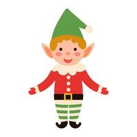 Christmas vector flat illustration with elf