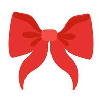 Christmas vector flat illustration with red ribbon bow