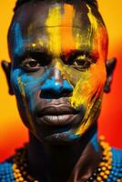 colorful portrait of african man , AI Generated photo