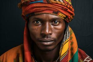 vistoso retrato de africano hombre , ai generado foto