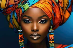 colorful portrait of african woman , AI Generated photo