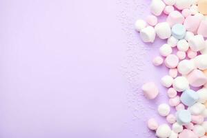 various ice cream scoops in waffle cones isolated on purple. AI Generated photo