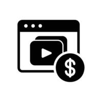 Paid Content icon with online video and dollar vector