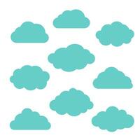 Vector set of nine different blue clouds on white background eps. Sky clouds vector silhouette. cloud icon set.