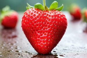 heart shaped strawberry . AI Generated photo