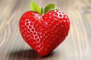 heart shaped strawberry . AI Generated photo