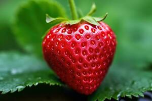 heart shaped strawberry . AI Generated photo