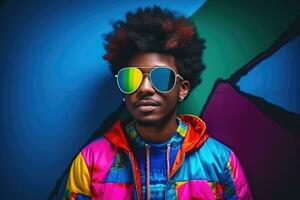 Portrait of black confident man with copy space. AI Generated photo