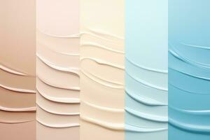 cosmetic smears and swatches cream texture on pastel background. AI Generated photo