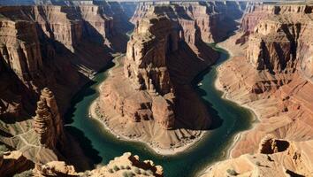 AI generated Majestic Aerial View of Canyon and River in the Afternoon photo