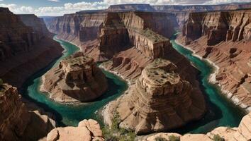 AI generated Majestic Aerial View of Canyon and River in the Afternoon photo