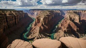 AI generated Majestic Aerial View of Canyon and River in the Afternoon photo