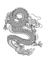 Asian Dragon Illustration Isolated on White Background in Vintage Style vector