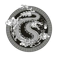 Vintage Traditional Art of Oriental Dragon Character vector