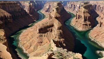 AI generated Majestic Aerial View of Canyon and River in the Afternoon photo